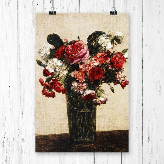 'Roses and Asters' by Henri Fantin-Latour Painting Print