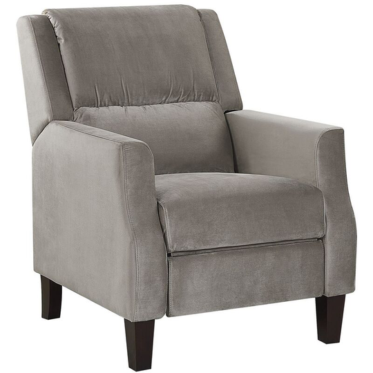 Beliani - Retro Reclining Chair Adjustable Back Footrest Velvet Upholstery Grey Egersund - Grey