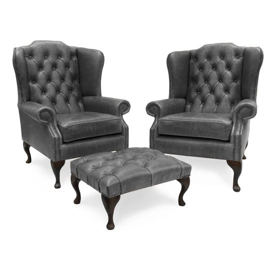Brinson Leather Armchair and Footstool