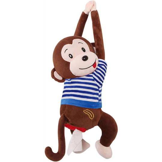 LITZEE Car Tissue Holder Monkey, Creative Plush Monkey Tissue Box, Monkey Tissue Dispenser, Cartoon Animal Silk Paper Case, Car Towel Holder Home