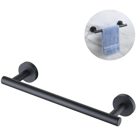 Hand Towel Bar Bathroom Towel Holder Kitchen Dish Cloth Hanger Drilling 304 Stainless Steel rustproof Wall Mount Brushed-Black