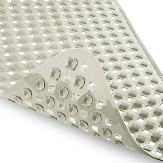 Kartokner - Non Slip Bathtub Mats with Drain Holes, Suction Cups, Machine Washable 27.5 x 15.5 In, Khaki