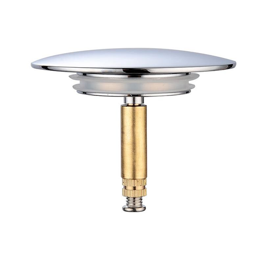 Bette Bathtub Stopper, ø 70 mm, with Double Seal, Adjustable in Height, Universal Bathtub Stopper, Basin Flapper, in Tempered Brass with Chrome