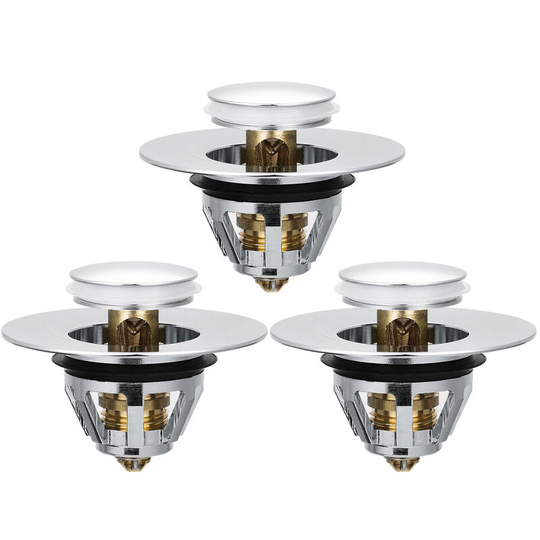 Superseller - Stainless Steel Pop-Up Drain Filter Universal Push-Type Bounce Core Stopper Sink Drain Plug with Anti-Clogging Strainer Basket