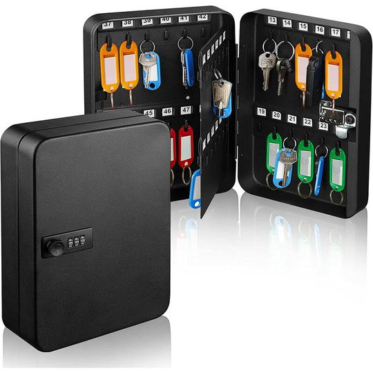Combination Lock Keys Cabinet Security Storage Box Organizer Holder Locked Key Box Wall Mount Steel 48 Slots(3"D x 10"W x 7.1"H)