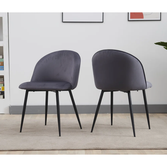 Babsy Velvet Dining Chair 2pcs Grey