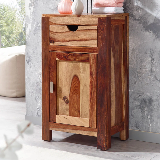 Walmoor 46Cm W x 80Cm H x 32Cm D Solid Wood Free-Standing Bathroom Cabinet