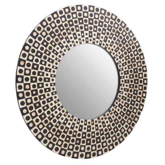 Boca Round Framed Wall Mounted Accent Mirror in Gold/Black