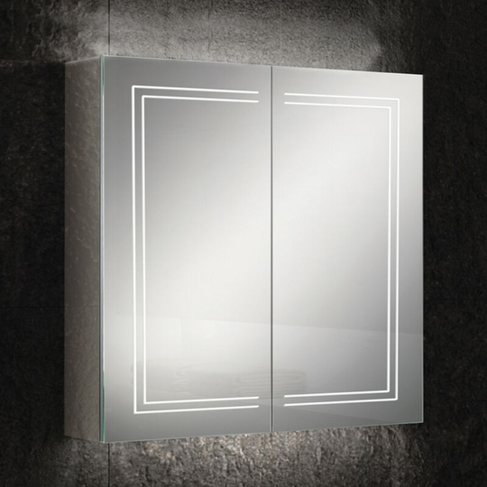 Edge 80 Aluminium led Double Door Bathroom Cabinet 700mm h x 800mm w x 140mm d - HIB
