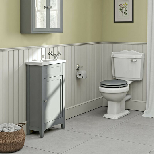 The Bath Co. Camberley satin grey cloakroom unit with traditional close coupled toilet - Grey