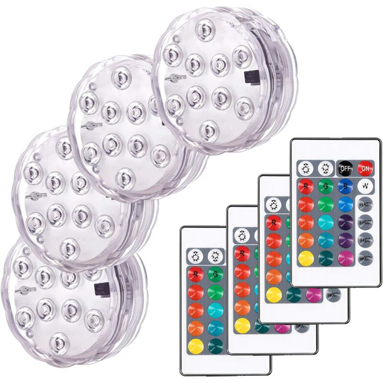 4 Decorative Colorful Landscape Lights Waterproof LED Lighting Submersible RGB Multicolor Lights with Remote Controls Ideal for Aquarium Bathtub
