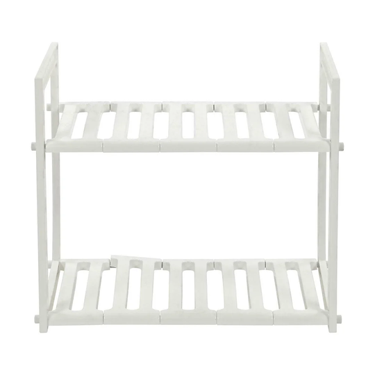 2 Tier Kitchen Shelf Rack | Under Sink Storage Organiser | Adjustable Height | With 10 Plastic Removable Panels | Made With Highly Finish Material | E
