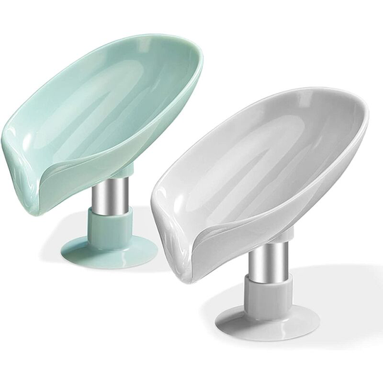 Suction Cup Soap Dish Set of 2, Shower Soap Holder, Kitchen Sink Sponge Holder, Soap Dish with Drain, Kitchen Soap Dish Easy Cleaning Quick Drying