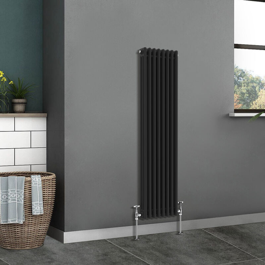 NRG - Traditional Radiator Cast Iron Style Radiator 3 Column Black 1500x382mm