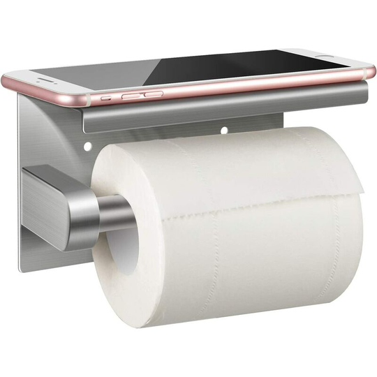 Toilet paper holder, toilet paper holder without drilling, wall mounted toilet paper holder, 304 stainless steel, self-adhesive adhesive