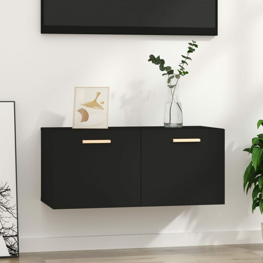 Wall Cabinet Black 80x35x36.5 cm Engineered Wood