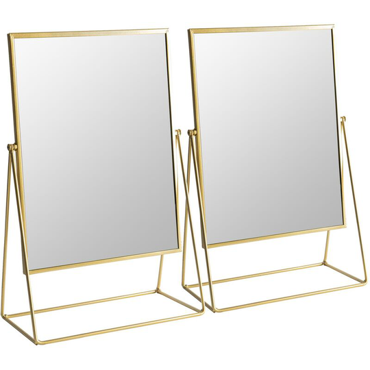 Harbour Housewares 32 x 50cm Rectangle Makeup Mirrors - Gold - Pack of 2