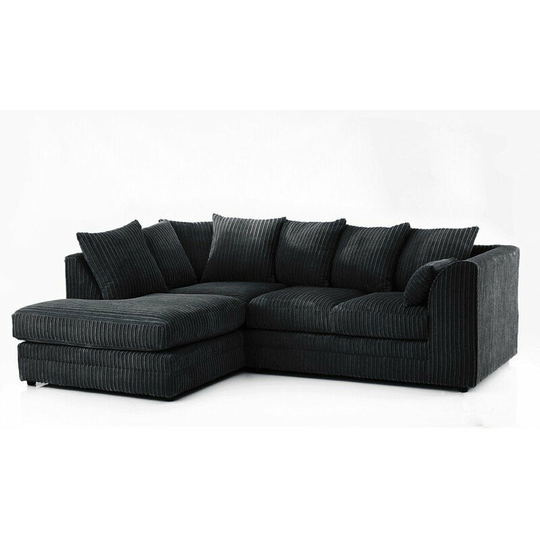 Hart Prime Cord Fabric Corner Sofa Black Left Hand - Black
