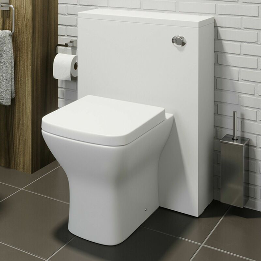 Bathroom Toilet 500mm Concealed Cistern White Gloss Dual Flush Soft Close Seat - White