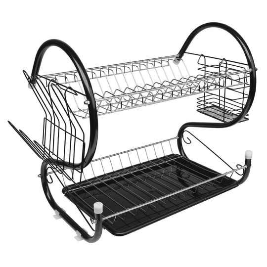 Multifunctional S-Shaped Dual Layers Bowls & Dishes & Chopsticks & Spoons Collection Shelf