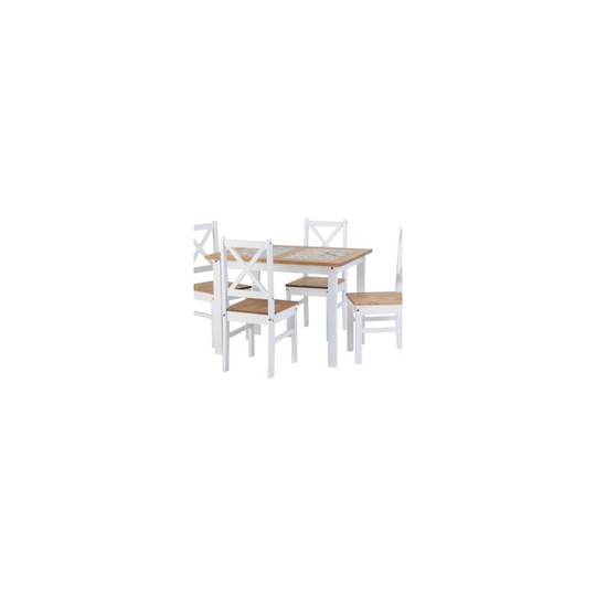 Samuel 1+4 Tile Top Dining Set - White/Distressed Waxed Pine
