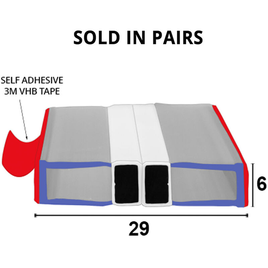 Self Adhesive Magnetic Shower Seal for Screens or Doors | Sold as Pairs | MAG028 (200cm) - Chrome