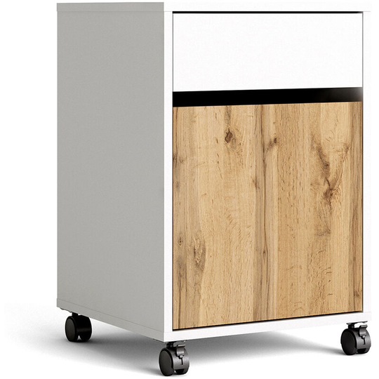 Function Plus Mobile cabinet in White and Wotan Light Oak