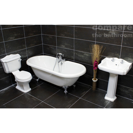 Traditional Classic Victorian Roll Top Freestanding Bathroom Suite, Basin & bath taps + wastes
