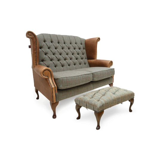 Anaan 135Cm Genuine Leather Chesterfield Scroll Arms Commercial Use Sofa