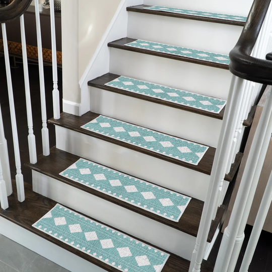 Diamond Design Non-Slip Light Teal Stair Tread