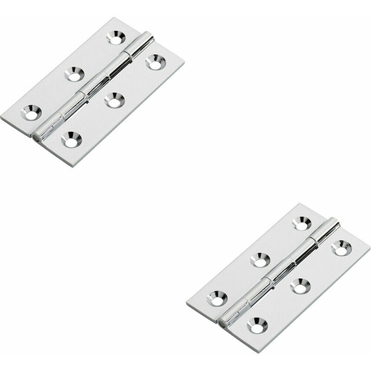 2x pair 64 x 35 x 2mm Cabinet Hinge Polished Chrome Small Cupboard Door