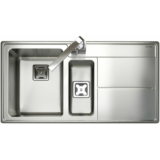 Arlington Kitchen Sink 1.5 Bowl rh Drainer Stainless Steel Waste - Silver - Rangemaster