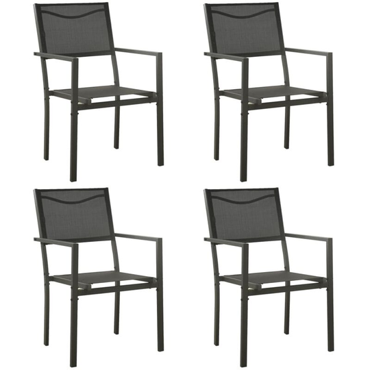 Garden Chairs 4 pcs Textilene and Steel Black and Anthracite Vidaxl Black