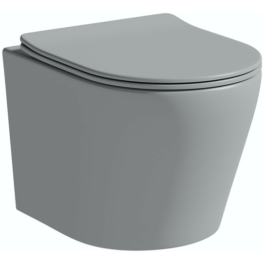 Mode - Orion stone grey wall hung toilet and soft close seat - Grey