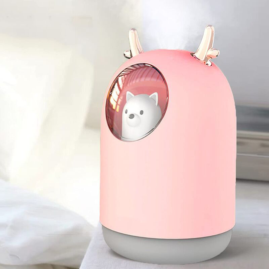 Sunflowergb - Cute Pet Humidifier, Two Spray Modes, 300ml Water Tank Lasts Up to 10 Hours, 7 Colors led Light Replacement, Bedroom, Home, Office,