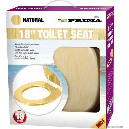 Natural Pine 18" Mdf Universal Bathroom Wc Toilet Seat Easy Fit With Fittings Wooden W/c
