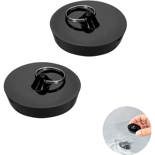 2 Pieces Drain Plug, Sink Plug for Drain ø 44 to 42 mm, Rubber Sink Plug with Hanging Ring, Universal Plugs, for Bathtub, Kitchen, Bathroom