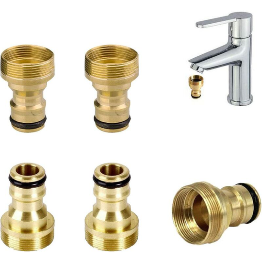 Brass Quick Connector,5PCS Anti-Rust Faucet Connector Adapter Hose Threaded Faucet Universal Adapter Faucet Connector for Kitchen Hose Faucet