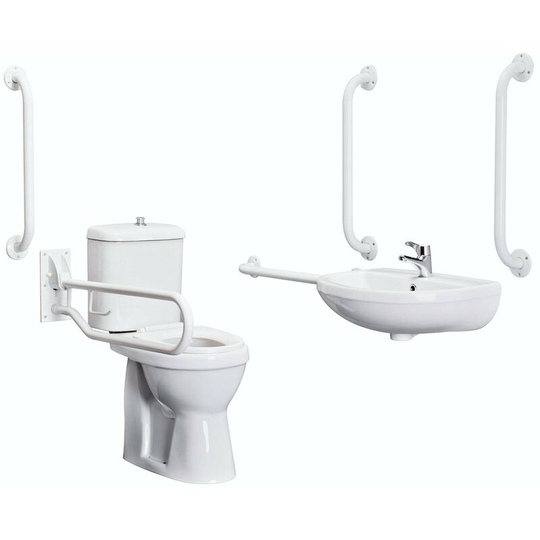 Curve Doc m toilet and basin pack with white bars - White - Kirke