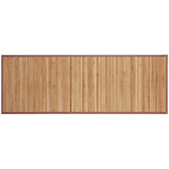 Natural Bamboo Bath Mat, Moisture-Resistant, Textile Border, Bathtub Rug , 53 x 152 cm - Relaxdays