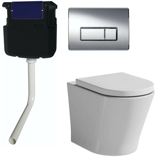 Mode - Tate rimless back to wall toilet with soft close seat, concealed cistern and push plate - White