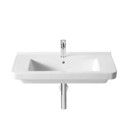White Ceramic Rectangular Bathroom Sink with Overflow
