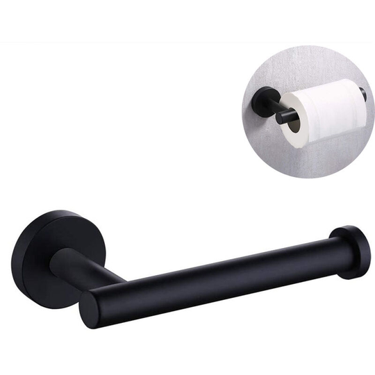 Toilet Paper Holder Stainless Steel, Bathroom Tissue Roll Holder Dispenser Half Open Round Wall Mount for Washroom & Kitchen-Black