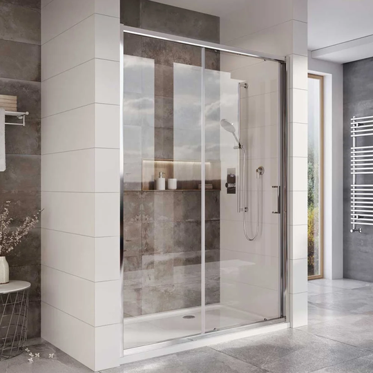 Chipps Semi-Frameless Tempered Glass Single Sliding Shower Door