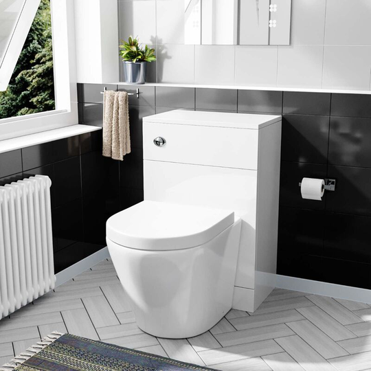 Eddy Modern Cloakroom BTW WC Unit, Curved Rimless Toilet and Soft Close Seat