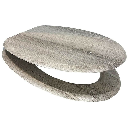 Grey oak mdf toilet seat - Grey - Accents