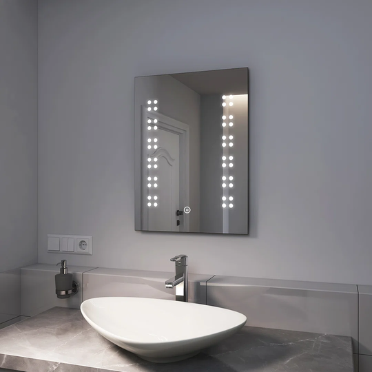 LED Bathroom Mirror with Lighting 39 x 50cm Bathroom Mirror with Touch Switch Wall Mirror with Lighting 6000K Cold White Light Mirror IP44 Energy Savi