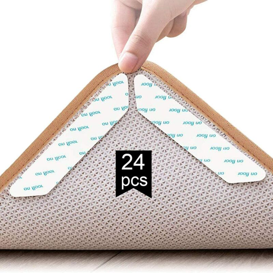 Gift - Rug Grippers, 24 Pcs Anti Slip Carpet Grippers, Anti Curling Carpet Grippers Corner, Anti Curling Non Slip Rugs, Reusable Non Slip Rug Sticker
