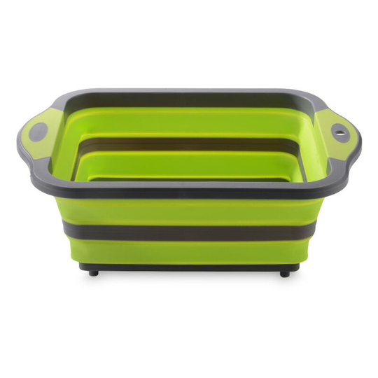 Foldable cutting board 3 in 1 Cutting basket with drain cap and multifunction scissors Drainage basket for kitchens, travel, camping (green)