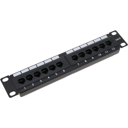 RackMatic - Patch panel 10 for server rack cabinet 12-Port RJ45 Cat.6 UTP 1U